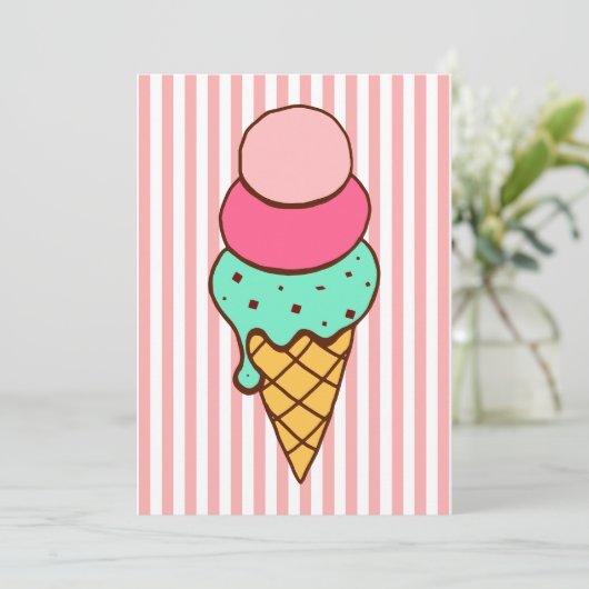 Uitnodigingen voor Ice Cream Cone Party (Staand voorkant)