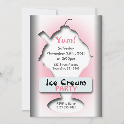 Uitnodigingen voor Ice Cream Silhouette Party (Voorkant)