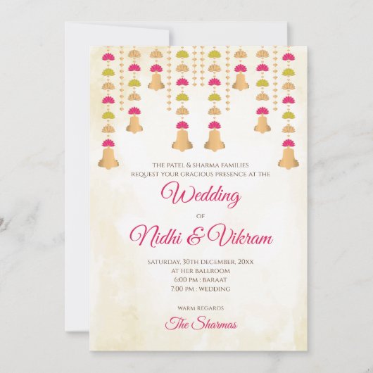 Uitnodigingen voor Indiase bruiloften & Hindoe bru (Voorkant)