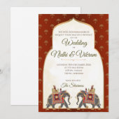 Uitnodigingen voor Indiase olifanten & Indiase huw (Voorkant / Achterkant)