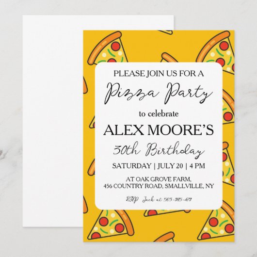 Uitnodigingen voor Italiaanse pizza's (Voorkant / Achterkant)