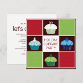 Uitnodigingen voor jaarlijkse kerstcupcakefeestjes (Voorkant / Achterkant)