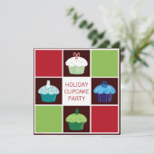 Uitnodigingen voor jaarlijkse kerstcupcakefeestjes (Staand voorkant)