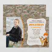 Uitnodigingen voor jachtverjaardagen met fotocamou (Voorkant / Achterkant)