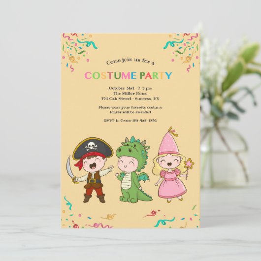 Uitnodigingen voor jeugdkostuums (Staand voorkant)