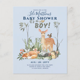 Uitnodigingen voor jongens bosdieren bos baby show flyer