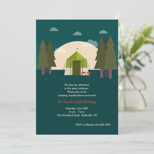 Uitnodigingen voor kamperen (Staand voorkant)