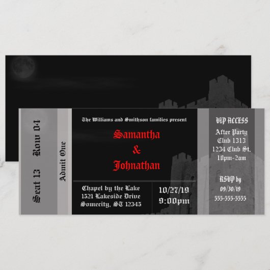 Uitnodigingen voor kasteel-Gotische bruiloft (Voorkant / Achterkant)