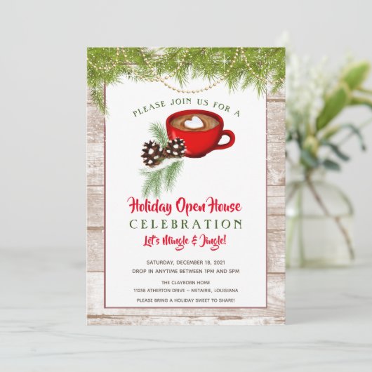 Uitnodigingen voor Kerst Open Huis, Kerstfeest (Staand voorkant)