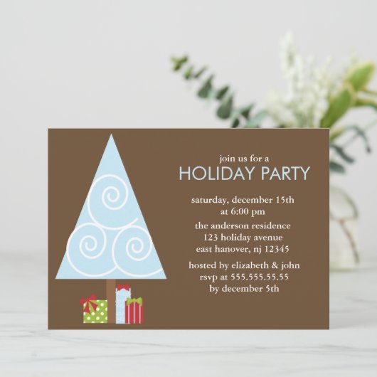 Uitnodigingen voor kerstboomfeest (Staand voorkant)