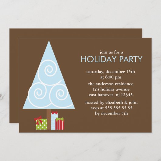 Uitnodigingen voor kerstboomfeest (Voorkant / Achterkant)