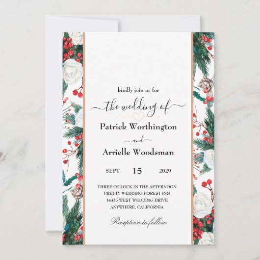 Uitnodigingen voor kerstbruiloft (Voorkant)