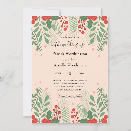 uitnodigingen voor kerstbruiloft (Voorkant)