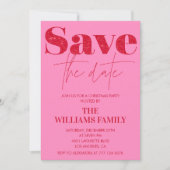 Uitnodigingen voor kerstfeest Bewaar de datum Roze (Voorkant)