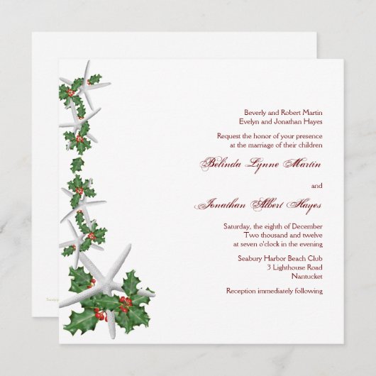 Uitnodigingen voor kerstfeest en heilige kerstbrui (Voorkant / Achterkant)