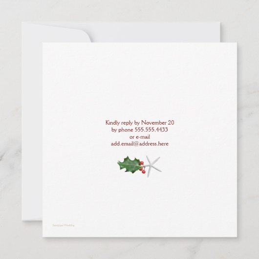 Uitnodigingen voor kerstfeest en heilige kerstbrui (Achterkant)