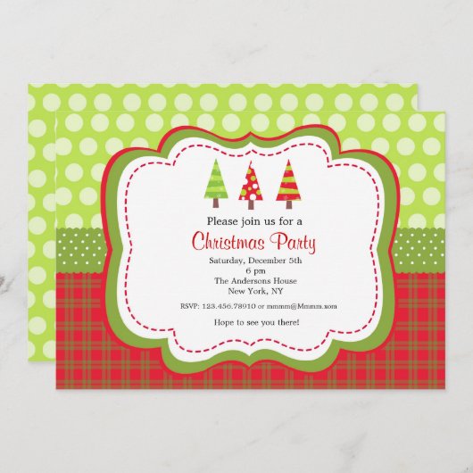 Uitnodigingen voor kerstfeestdagen (Voorkant / Achterkant)