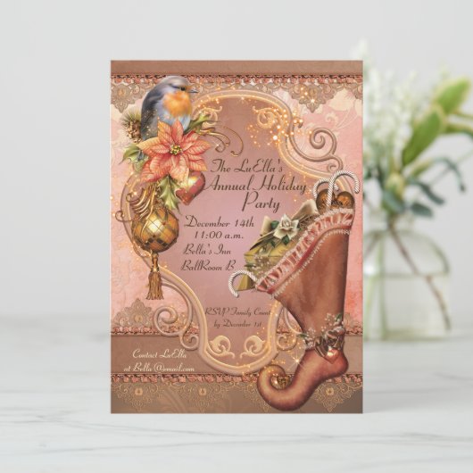 Uitnodigingen voor kerstfeestdagen (Staand voorkant)