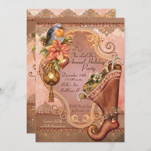 Uitnodigingen voor kerstfeestdagen (Voorkant / Achterkant)