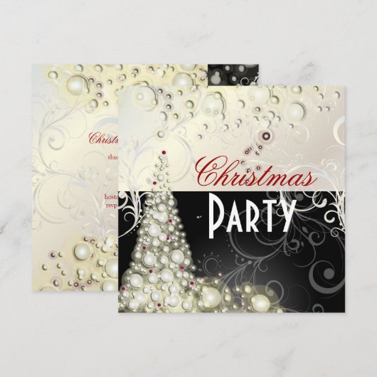 Uitnodigingen voor kerstfeestdagen, champagnebubbe (Voorkant / Achterkant)