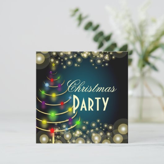 Uitnodigingen voor kerstfeestdagen, champagnebubbe (Staand voorkant)