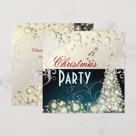 Uitnodigingen voor kerstfeestdagen, champagnebubbe (Voorkant / Achterkant)