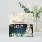 Uitnodigingen voor kerstfeestdagen, champagnebubbe (Staand voorkant)