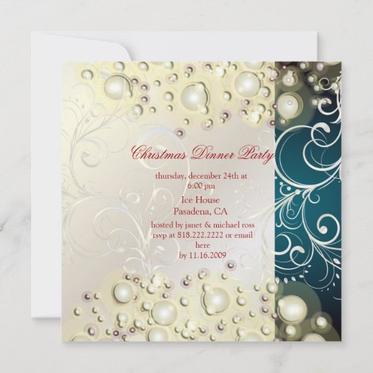 Uitnodigingen voor kerstfeestdagen, champagnebubbe (Achterkant)