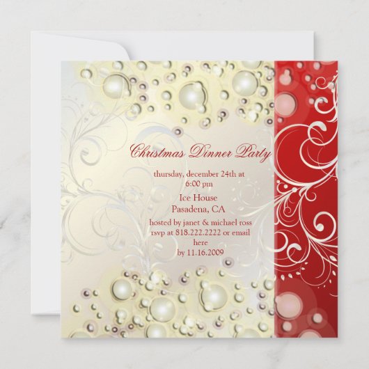 Uitnodigingen voor kerstfeestdagen, champagnebubbe (Achterkant)