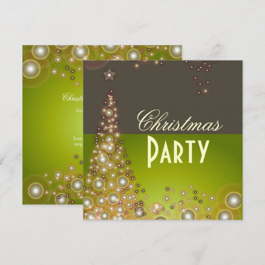 Uitnodigingen voor kerstfeestdagen, champagnebubbe (Voorkant / Achterkant)