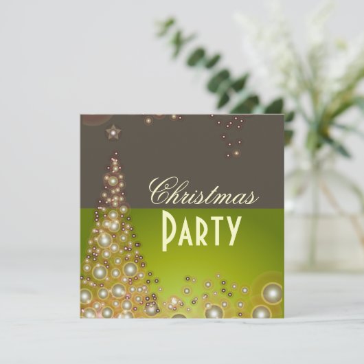 Uitnodigingen voor kerstfeestdagen, champagnebubbe (Staand voorkant)