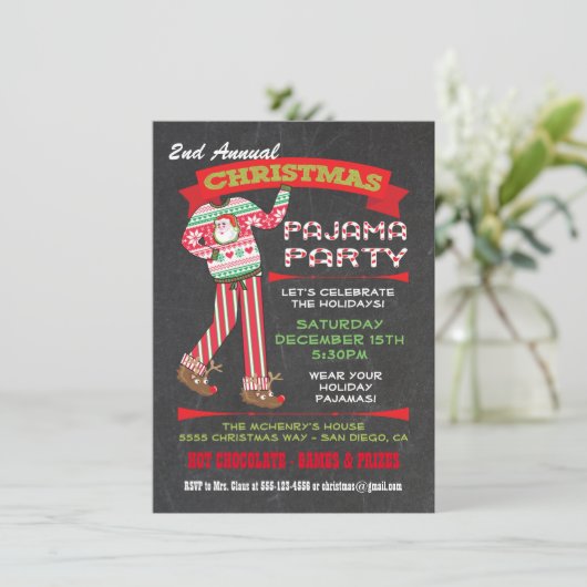 Uitnodigingen voor kerstfeestdagen in Chalkboard P (Staand voorkant)