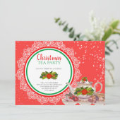 Uitnodigingen voor kerstfeestdagen in de Tea Party (Staand voorkant)