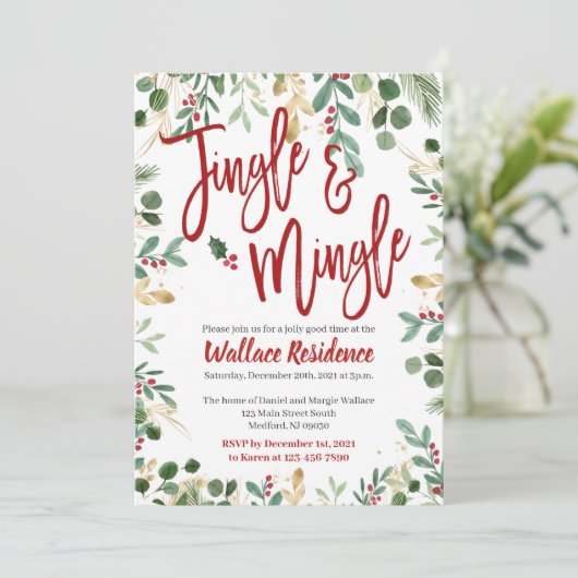 Uitnodigingen voor kerstfeestdagen in Jingle en Mi (Staand voorkant)