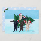 Uitnodigingen voor kerstfeestdagen in Labradors (Voorkant / Achterkant)