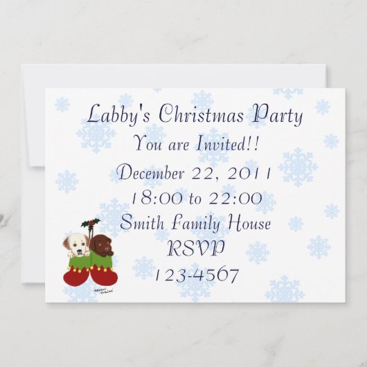 Uitnodigingen voor kerstfeestdagen in Labradors (Achterkant)