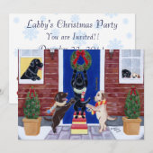 Uitnodigingen voor kerstfeestdagen in Labradors (Voorkant / Achterkant)