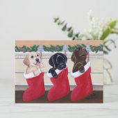 Uitnodigingen voor kerstfeestdagen in Labradors (Staand voorkant)