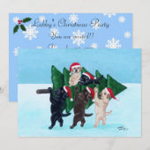 Uitnodigingen voor kerstfeestdagen in Labradors (Voorkant / Achterkant)