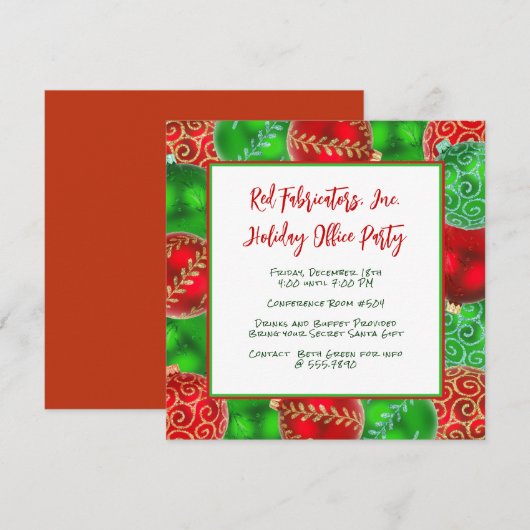Uitnodigingen voor kerstfeestdagen Kantoor (Voorkant / Achterkant)