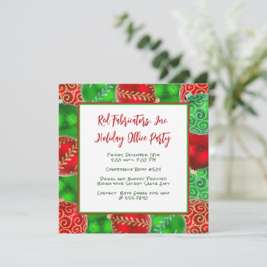 Uitnodigingen voor kerstfeestdagen Kantoor (Staand voorkant)