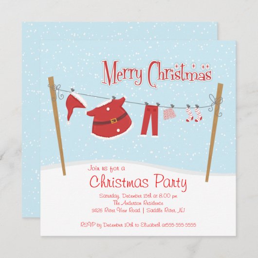 Uitnodigingen voor kerstfeestdagen met kerstmis (Voorkant / Achterkant)