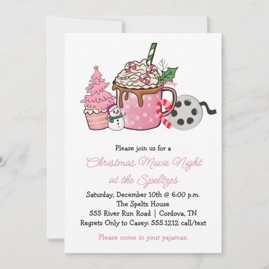 Uitnodigingen voor kerstfilm Night Party (Voorkant)