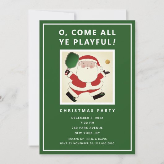 Uitnodigingen voor Kerstmis met Pickleball (Voorkant)