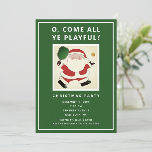 Uitnodigingen voor Kerstmis met Pickleball (Staand voorkant)