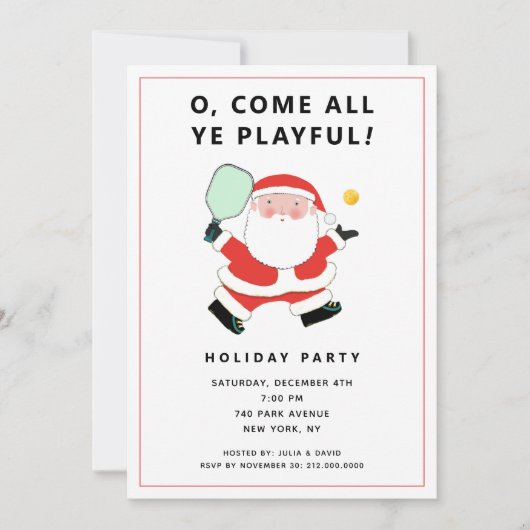 Uitnodigingen voor Kerstmis met Pickleball (Voorkant)