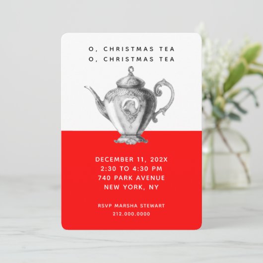 Uitnodigingen voor kerstthee (Staand voorkant)