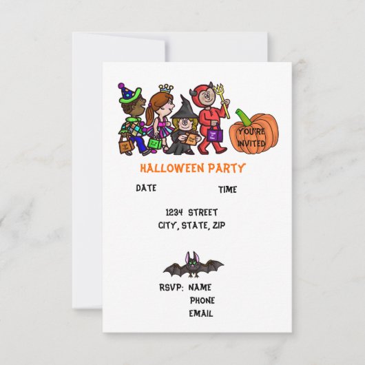 Uitnodigingen voor kinder Halloweenfeestje (Voorkant)