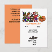 Uitnodigingen voor kinder Halloweenfeestje (Voorkant / Achterkant)