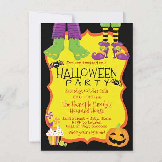 Uitnodigingen voor Kinderen Halloween Feestje (Voorkant)